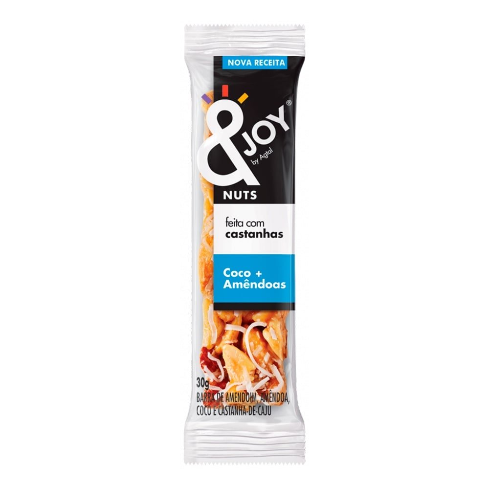 Barra de Cereal Nuts & Joy Coco e Amêndoa 30g Embalagem c/ 12 Unidades