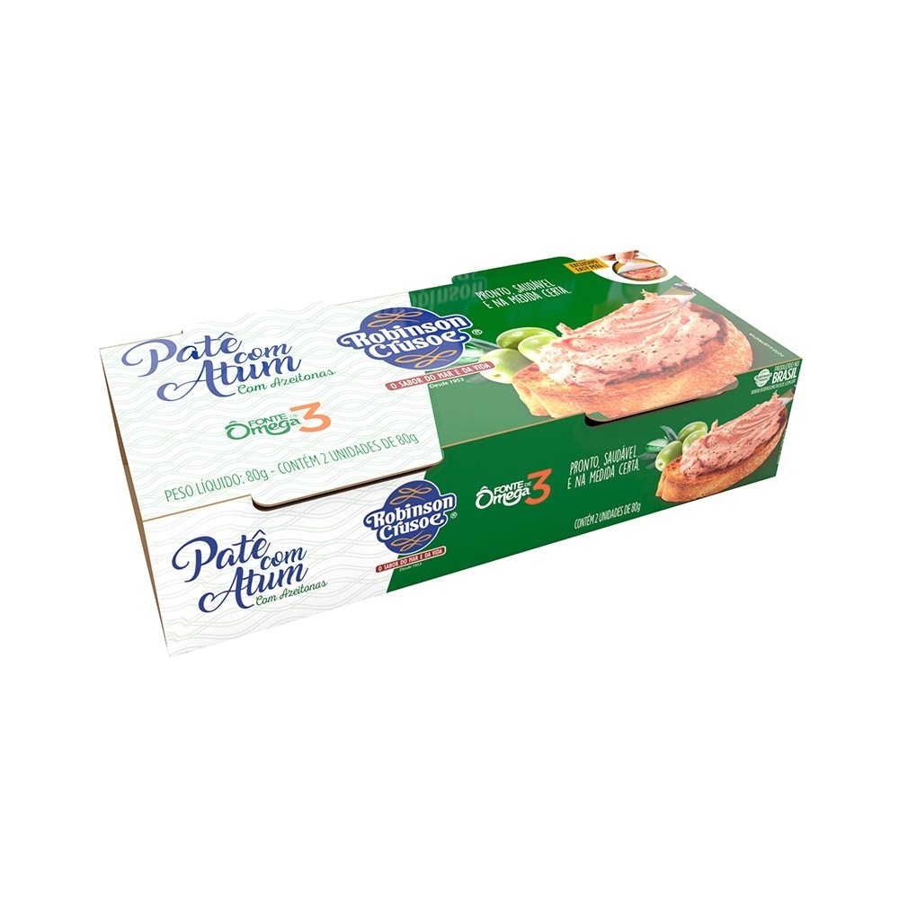 Pate Atum Robison Cruse Azeitonas 80g - Embalagem com 2 Unidades