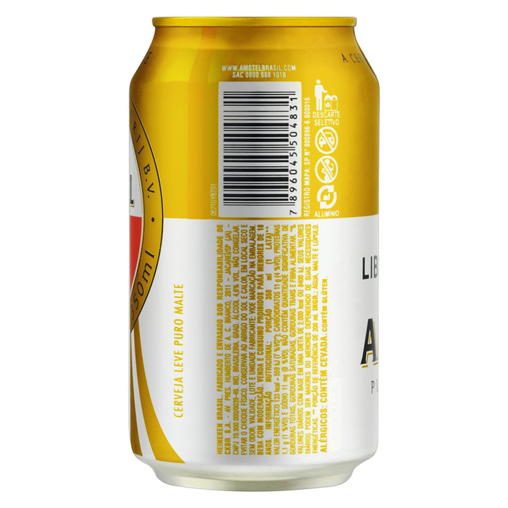 Cerveja Amstel Puro Malte lata 350ml Sleek