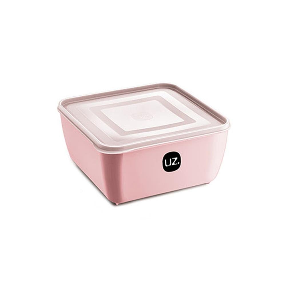 Bacia Plastica Quadrada 1,5L C/Tampa Rosa Uz