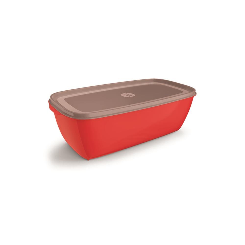 Bacia Plastica Retangular 5,0L C/Tampa Multiuso Vermelha