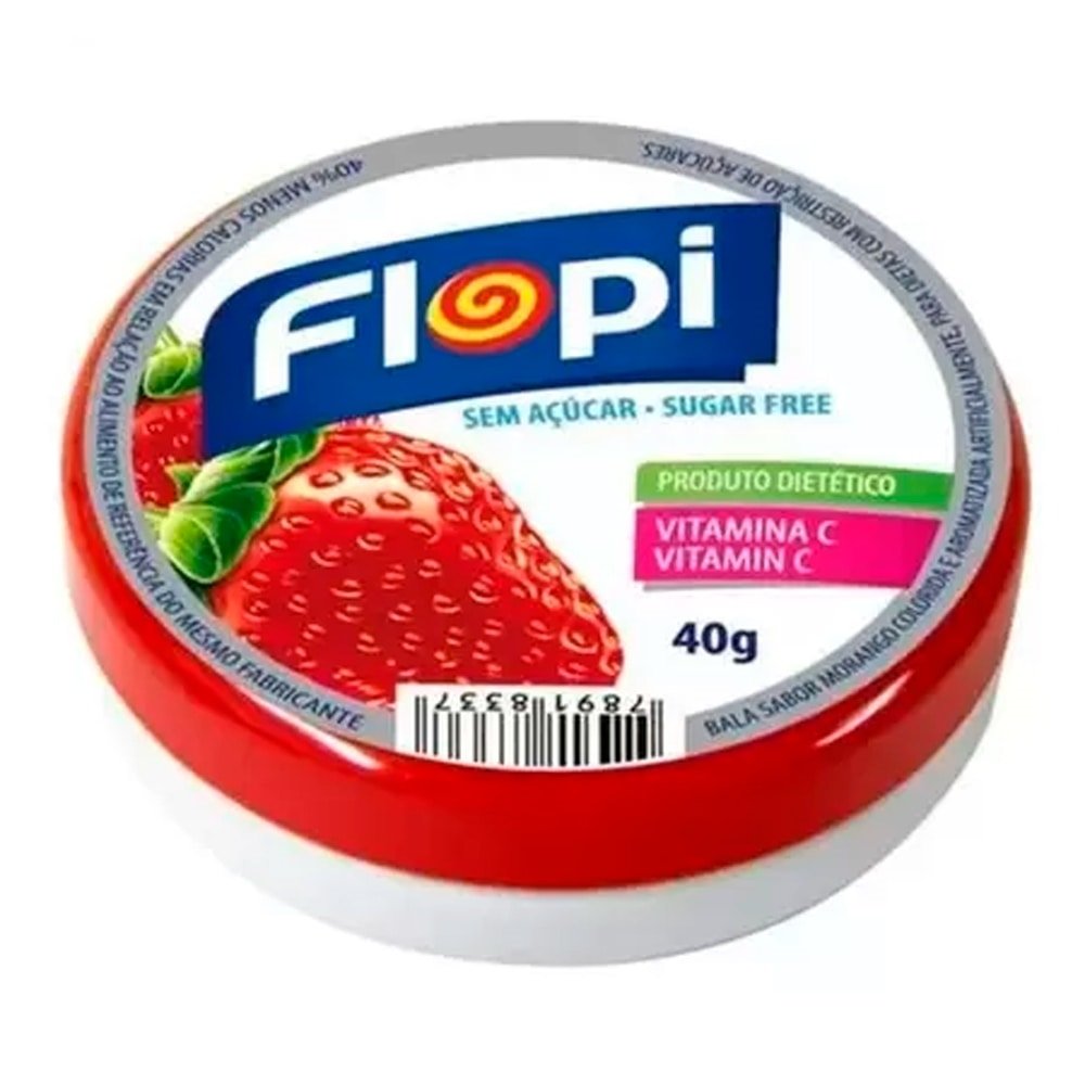 Bala Florestal Flopi Diet Lata Sortida 40g - Embalagem com 12 Unidades