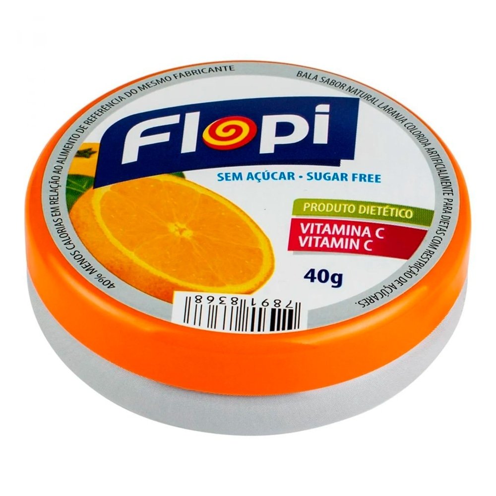Bala Florestal Flopi Diet Lata Sortida 40g - Embalagem com 12 Unidades