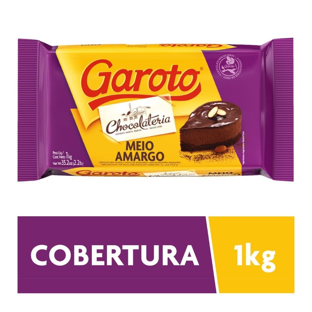 Barra De Chocolate Meio Amargo Garoto 1kg