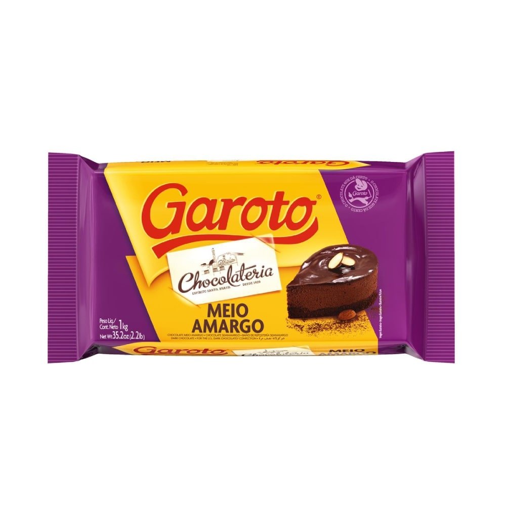 Barra De Chocolate Meio Amargo Garoto 1kg