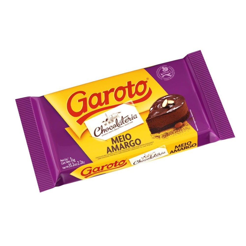 Barra De Chocolate Meio Amargo Garoto 1kg