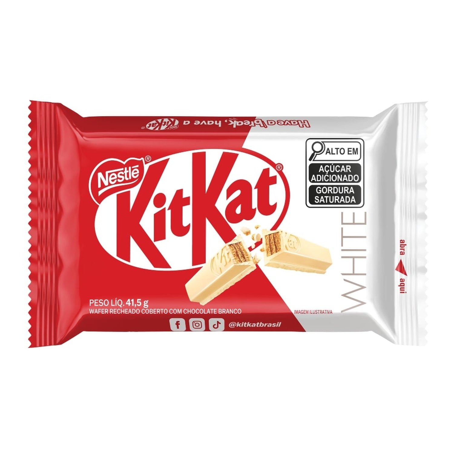 Chocolate Nestlé Kit Kat 4 Fingers White 41,5g - Embalagem com 24 Unidades