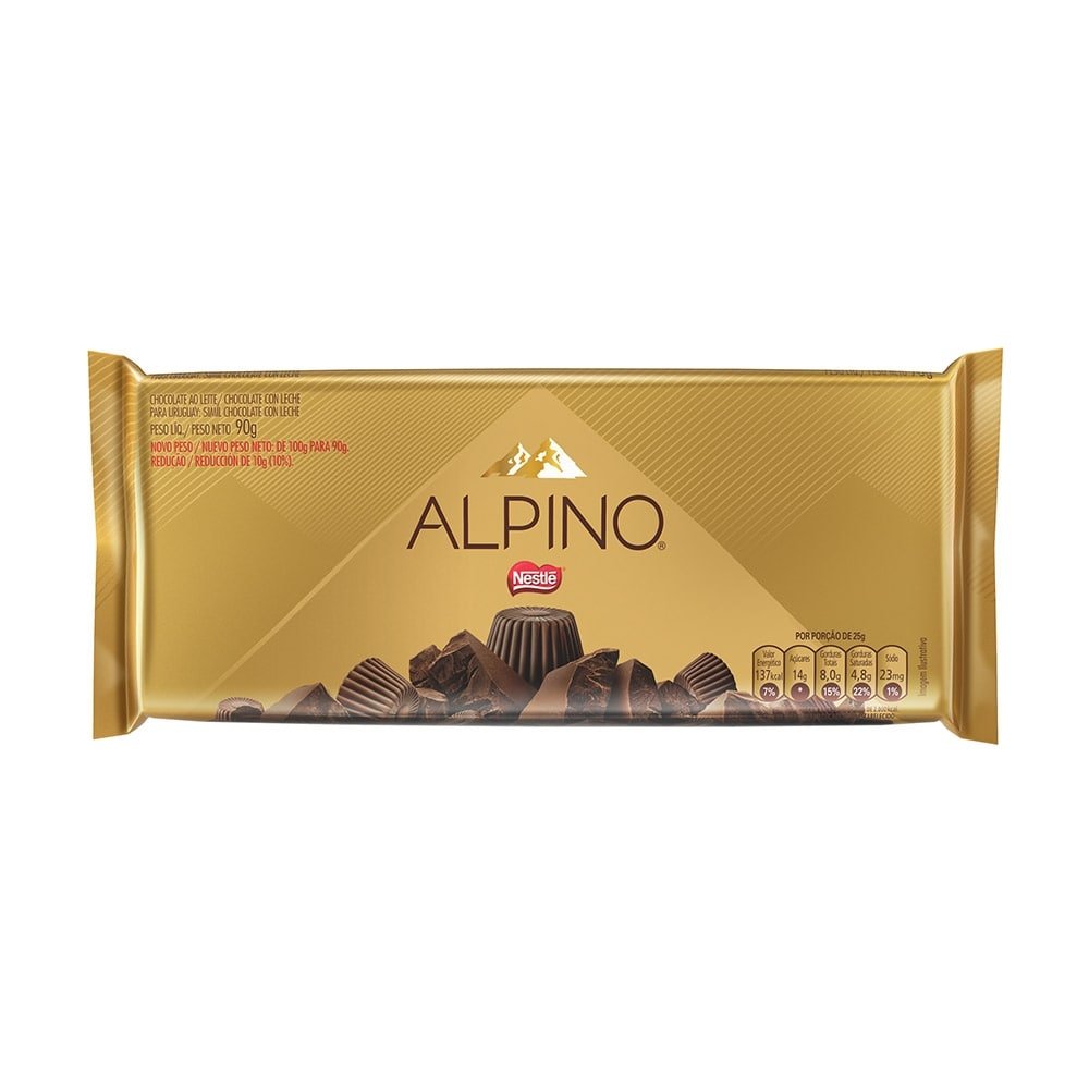 Chocolate Nestlé Alpino 90g Embalagem com 14 Unidades