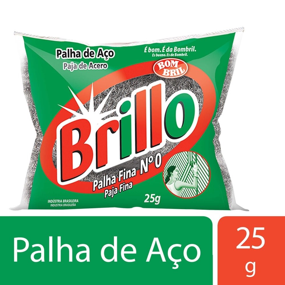 Palha de Aço Brillo Fina Nº0 Uso Profissional 25g Embalagem com 20 Unidades