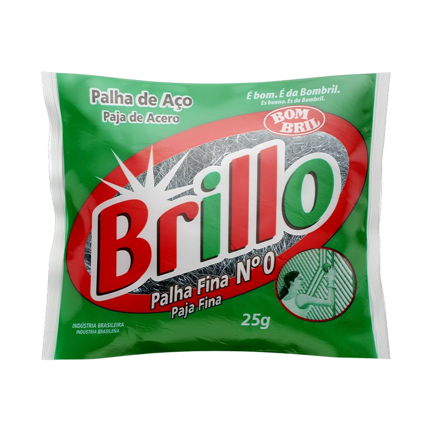 Palha de Aço Brillo Fina Nº0 Uso Profissional 25g - Embalagem com 20 Unidades