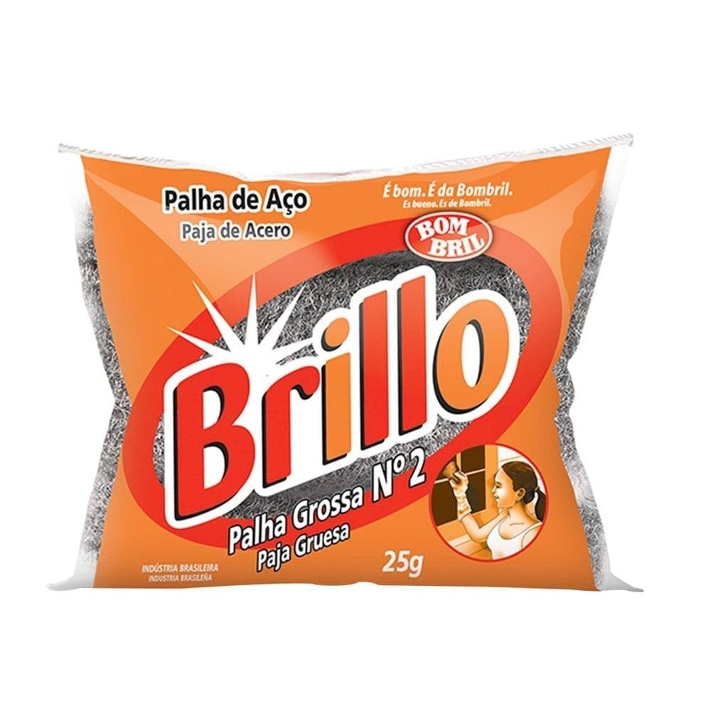 Palha de Aço Brillo Grossa Nº2 Uso Profissional 25g Embalagem com 20 Unidades