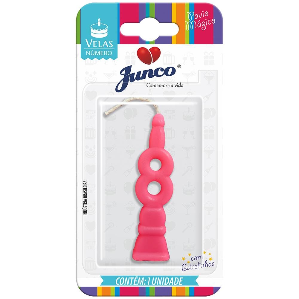 Vela Aniversário Número Rosa Nº 8 Junco