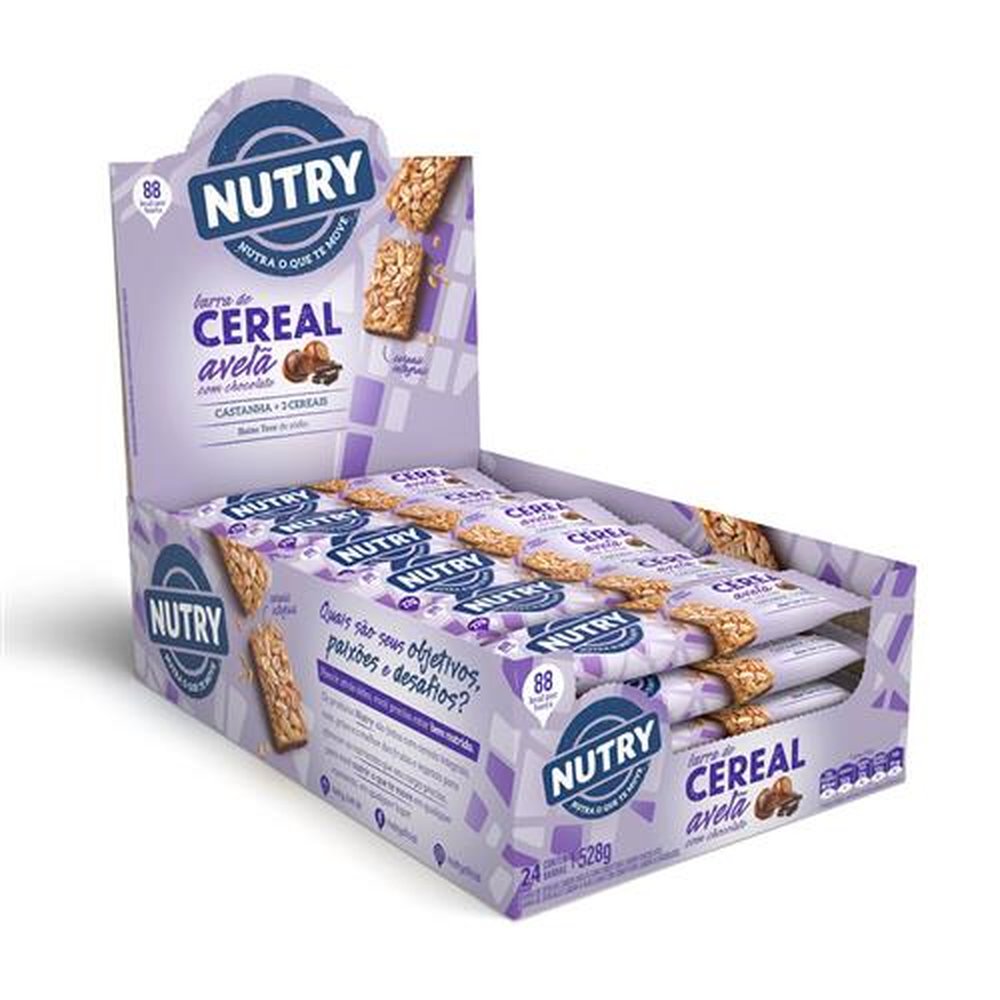 Barra De Cereal Nutry Avelã Com Chocolate Display Com 24 Unidades De 22g Nutrimental