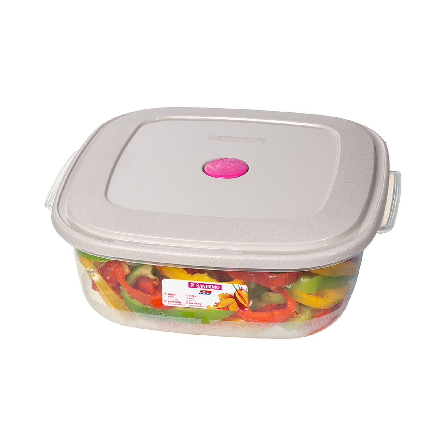 Pote Quadrado Baixo Plastico Sanremo 2,5 L Acai e Bege