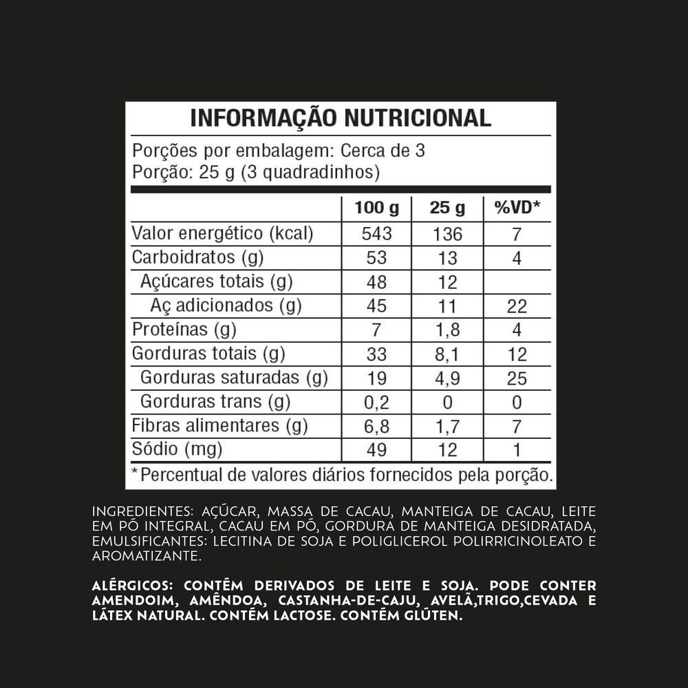 Chocolate Lacta Intense meio amargo 40% Cacau Original 85g - Display com 17 Unidades