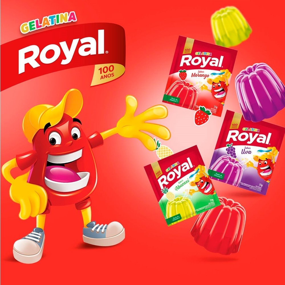 Gelatina em Pó Royal Cereja 25g Display com 15 Unidades