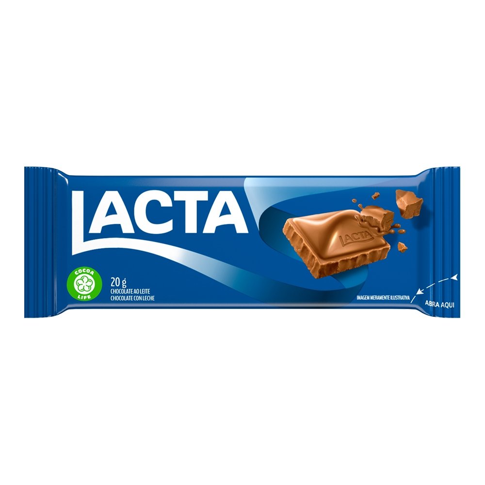 Chocolate ao Leite Lacta 20g - Embalagem com 20 Unidades