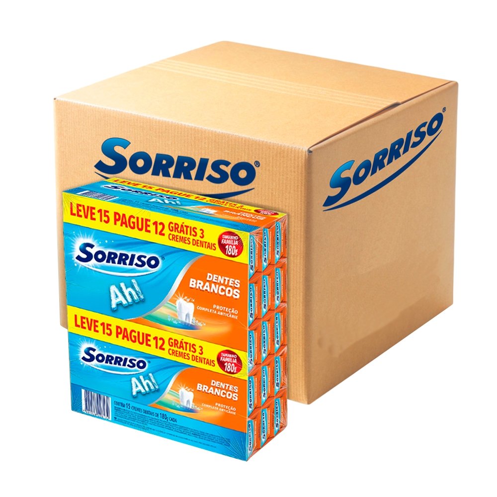Creme Dental Sorriso Dentes Brancos 180g - Embalagem com 15 Unidades