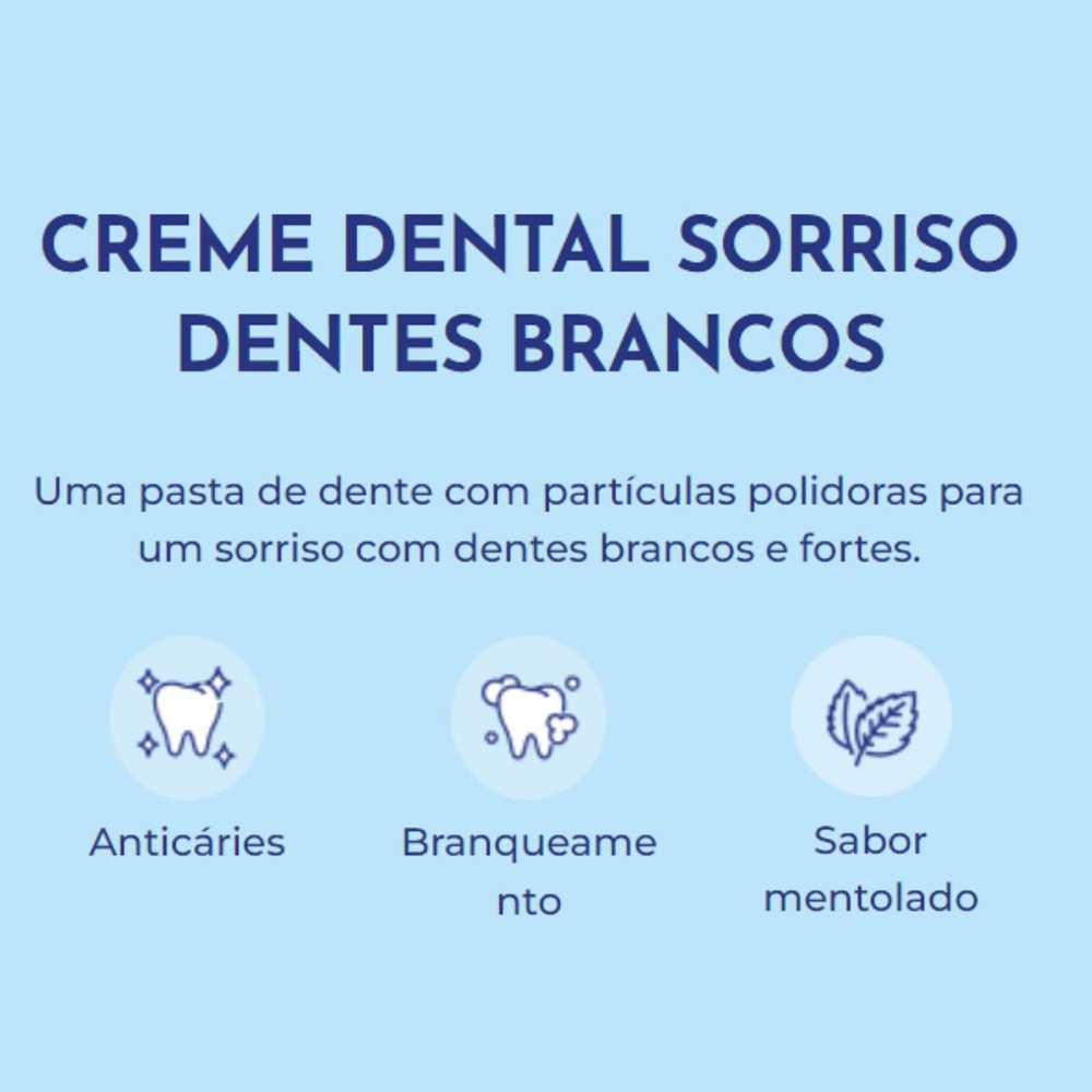 Creme Dental Sorriso Dentes Brancos 180g - Embalagem com 15 Unidades