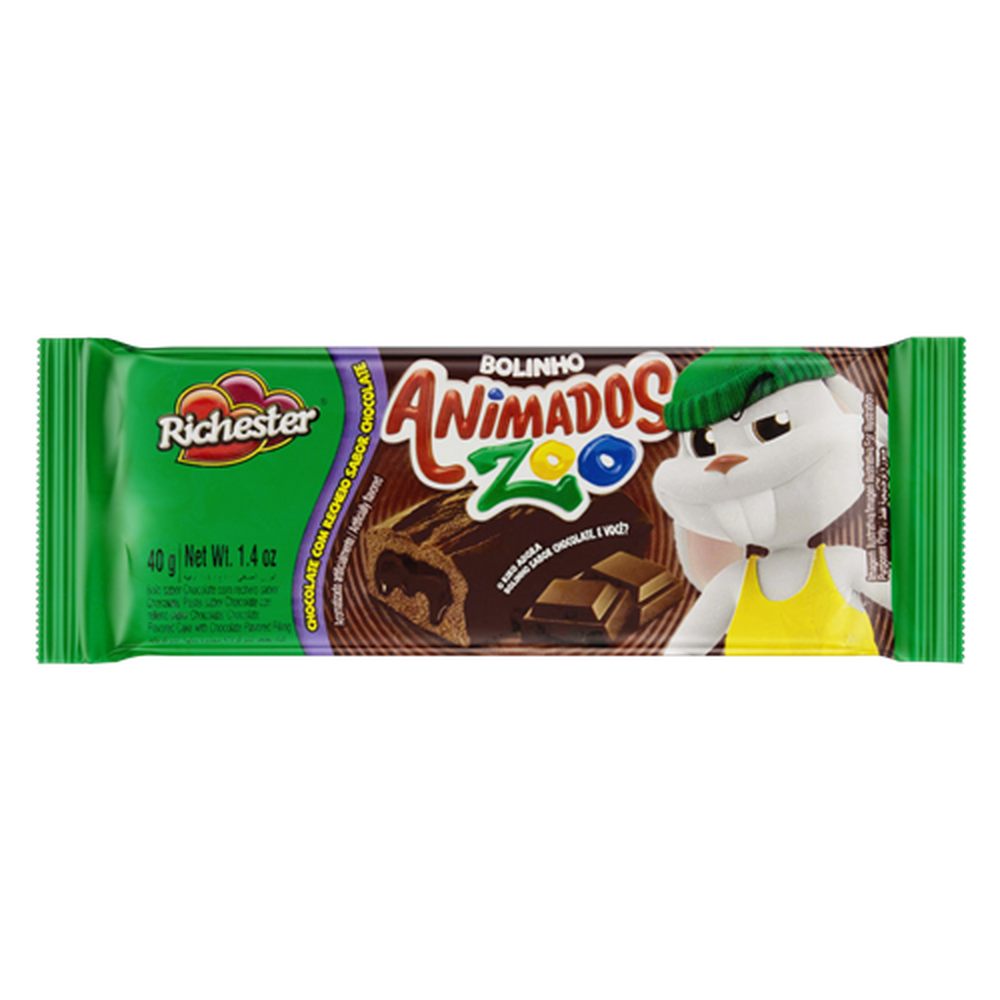 Bolinho Animados Zoo Chocolate Com Chocolate 12X40g