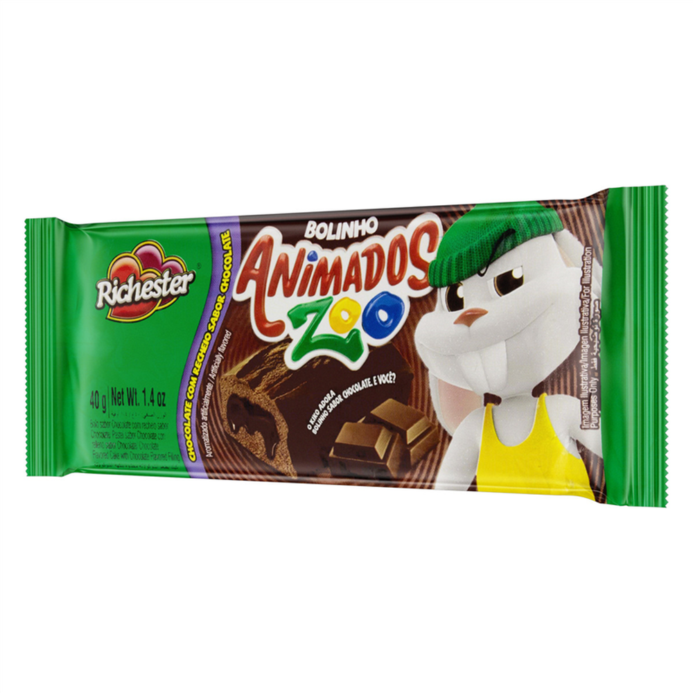 Bolinho Animados Zoo Chocolate Com Chocolate 12X40g