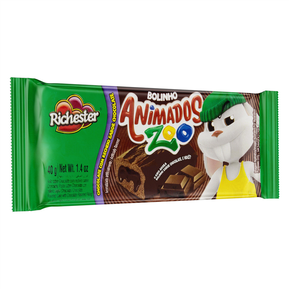 Bolinho Animados Zoo Chocolate Com Chocolate 12X40g