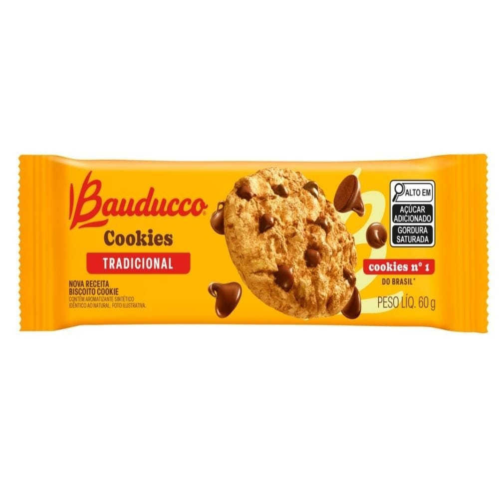 Biscoito Bauducco Cookies Original 60g - Embalagem 12 Unidades