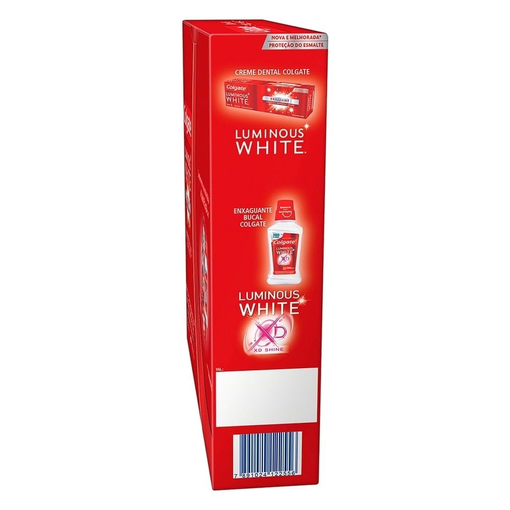 Creme Dental Colgate Luminous White Brilliant 70g 3 Unidades + Antisséptico Bucal Luminous White 250ml