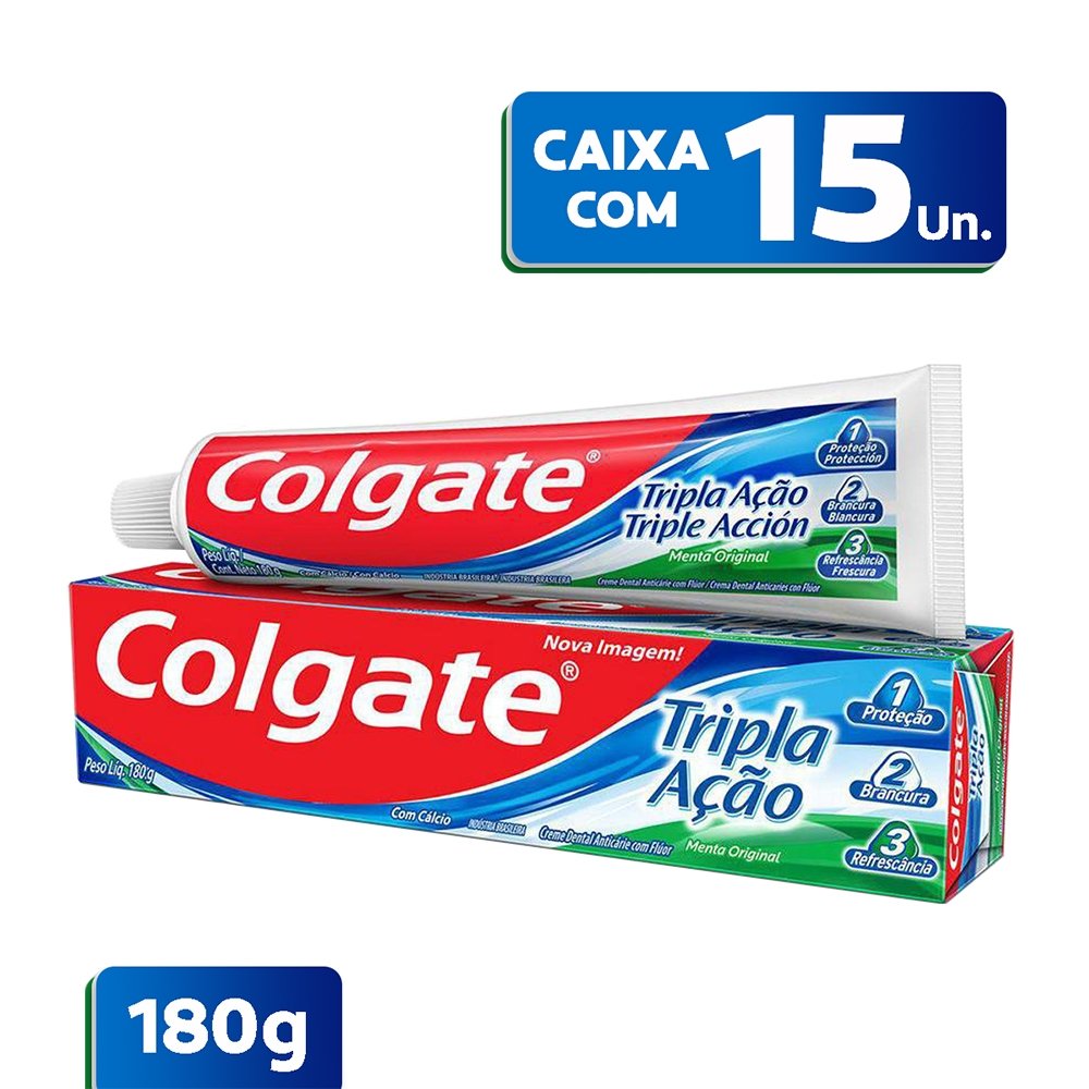 Creme Dental Colgate Máxima Proteção Anticáries 180g Embalagem com 15 Unidades