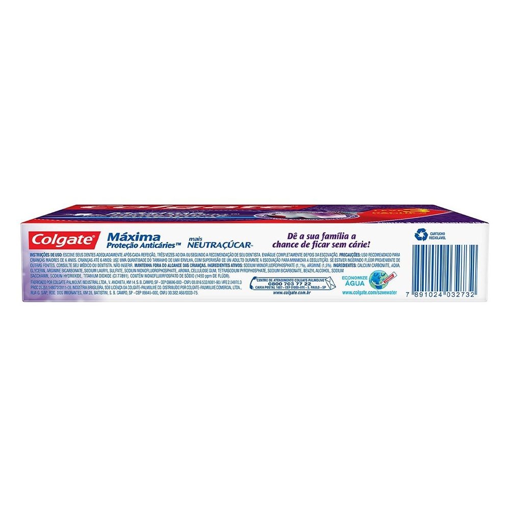 Creme Dental Colgate Máxima Proteção Anticáries Neutraçúcar 70g - Embalagem com 3 Unidades