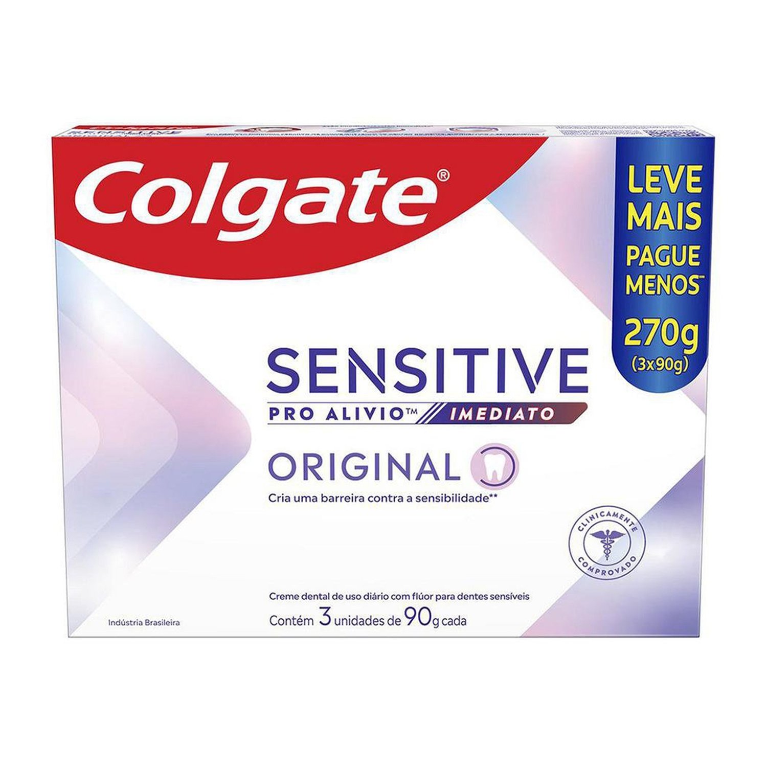 Creme Dental Colgate Sensitive Pró-Alívio Imediato Original 90g - Embalagem com 3 Unidades