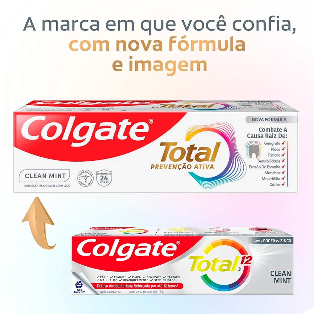 Creme Dental Colgate Total 12 Clean Mint 90g Embalagem com 4 Unidades
