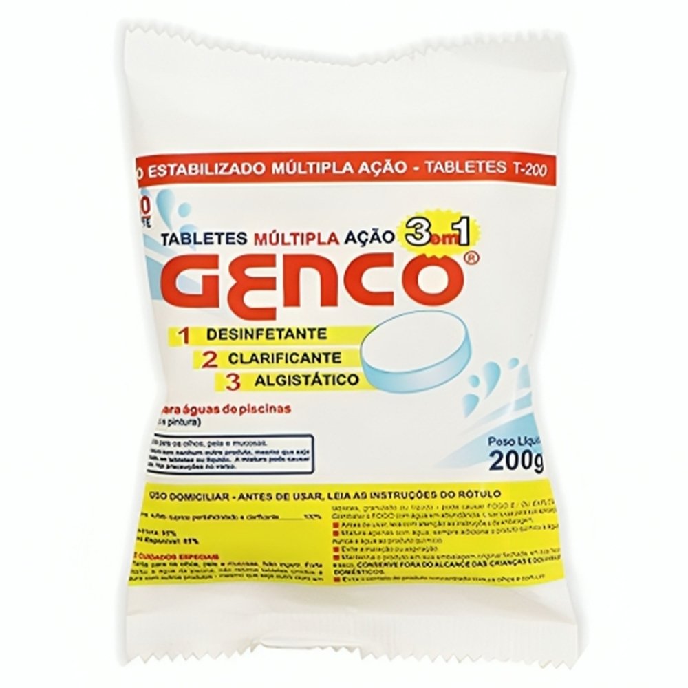 Cloro Tablete Genco Múltipla Ação 3 em 1 Genclor Estabilizado 200g