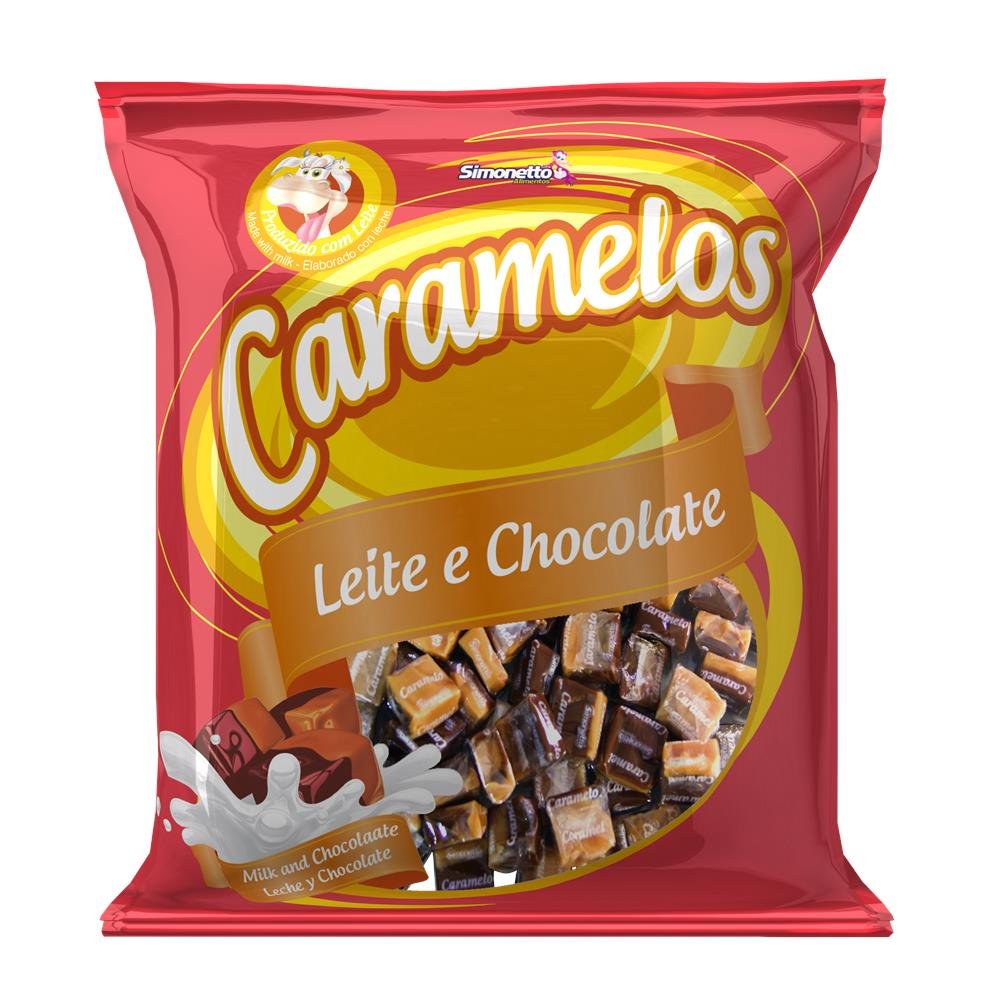 Caramelo Leite e Chocolate 100g (caixa com 60 pacotes)