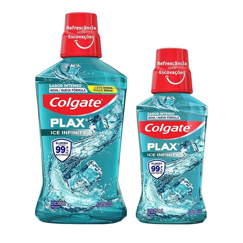 Enxaguante Bucal Colgate Plax Ice Infinity 500ml + Enxaguante Bucal Colgate Plax Ice Infinity 250ml