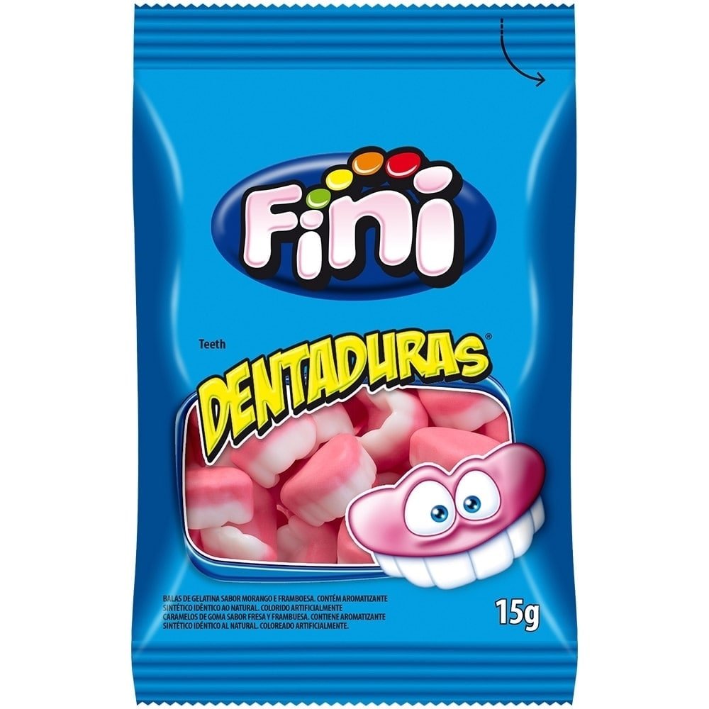 Bala Fini Gelatina Dentadura 15g Embalagem com 12 Unidades