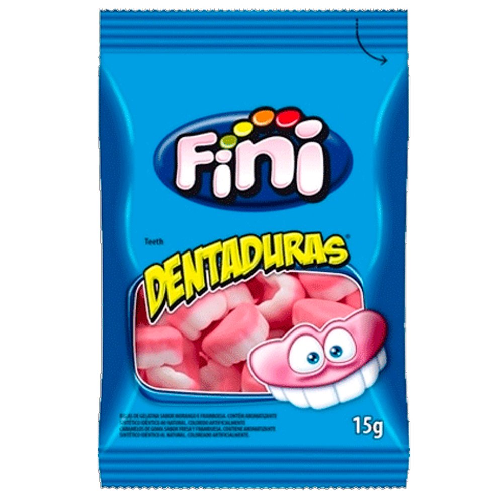 Bala Fini Gelatina Dentadura 15g Embalagem com 12 Unidades