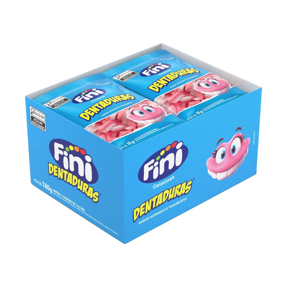 Bala Fini Gelatina Dentadura 15g Embalagem com 12 Unidades