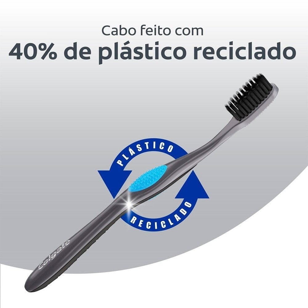 Escova Dental Colgate Contra Bactérias 360º Black Carvão Embalagem 2 Unidades