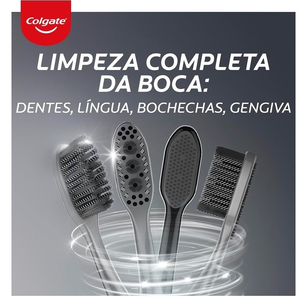 Escova Dental Colgate Contra Bactérias 360º Black Carvão Embalagem 2 Unidades
