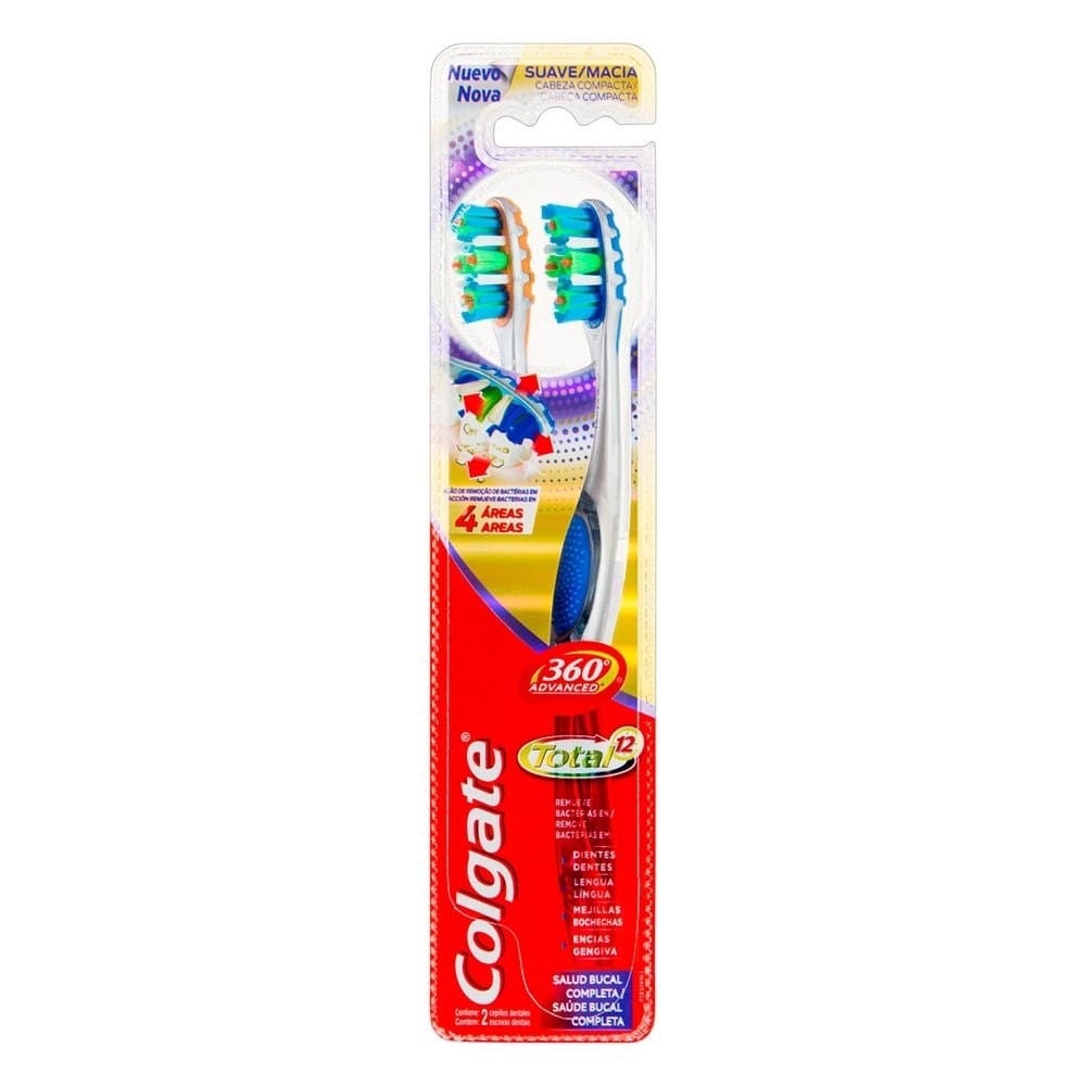 Escova de Dente Colgate Total 12 360° Advanced Embalagem com 2 Unidades