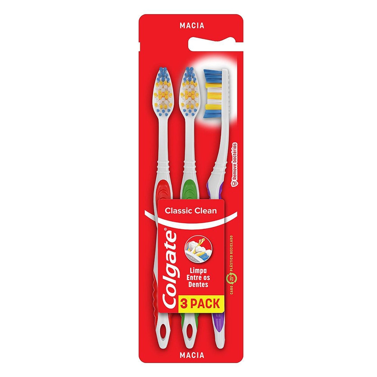 Escova Dental Colgate Classic Clean Adulta Macia - Leve 3 Pague 2 - Embalagem com 3 Unidades