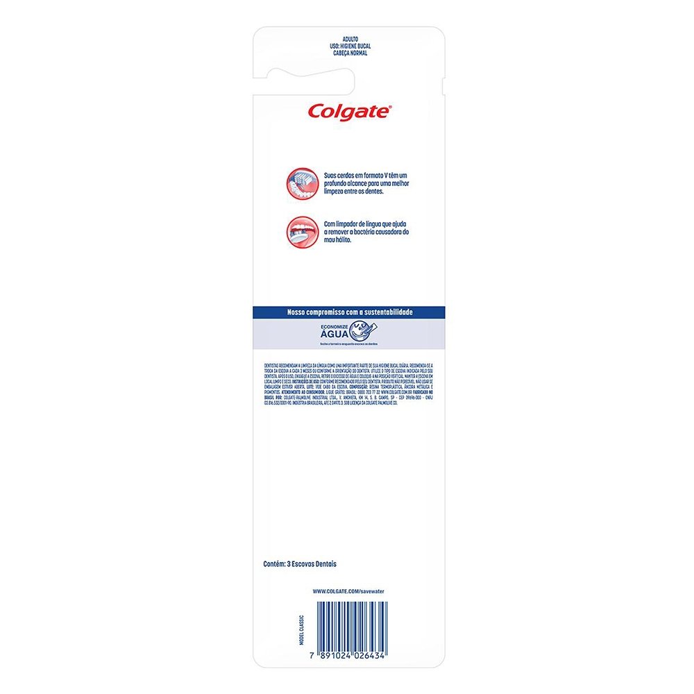 Escova Dental Colgate Classic Clean Adulta Macia Leve 3 Pague 2