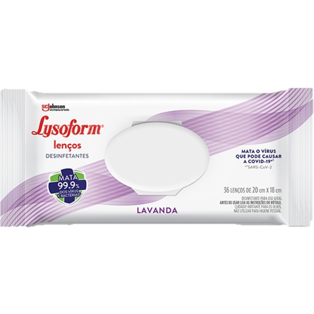 Lenco Umidecido Desinfetante Lavanda Com 36 Unidades Lysoform