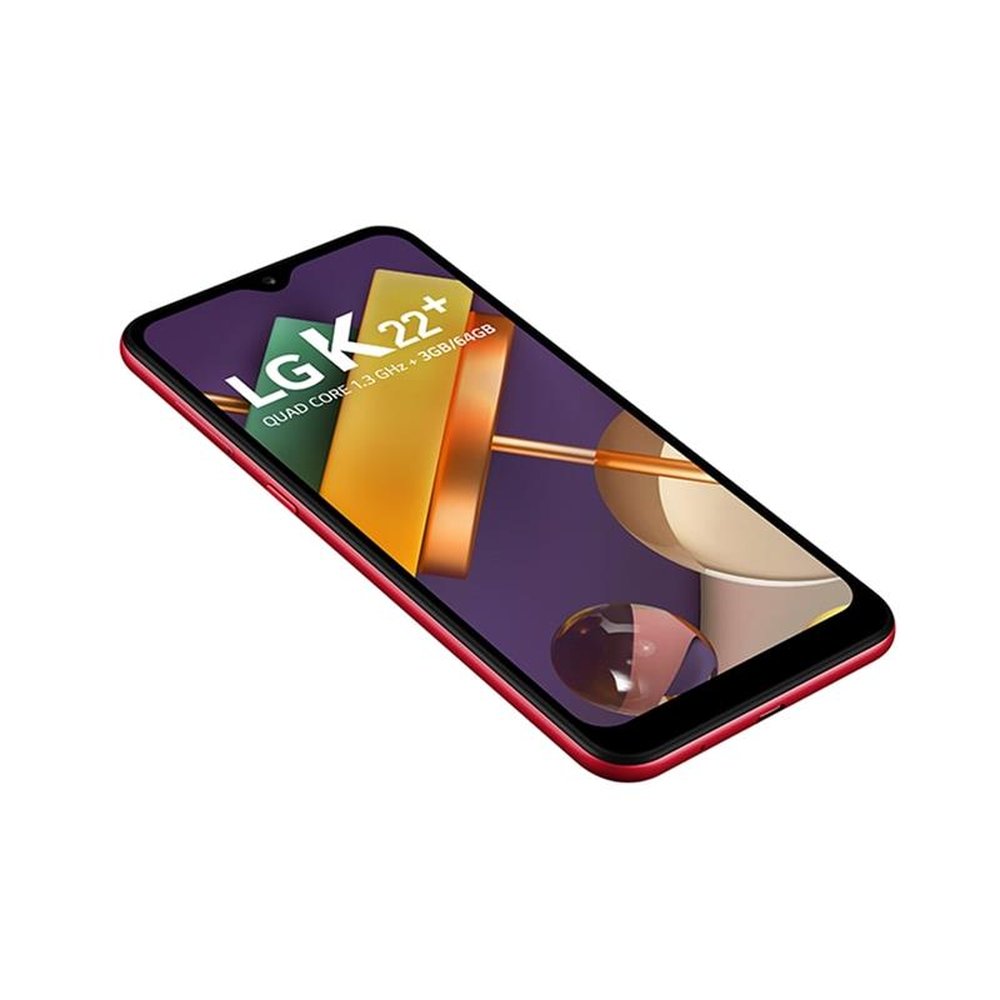 Smartphone LG K22+, Vermelho, Tela 6.2", 4G+Wi-fi, Android 10, Câm Traseira 13MP e Frontal 5MP,3GB RAM, 64GB