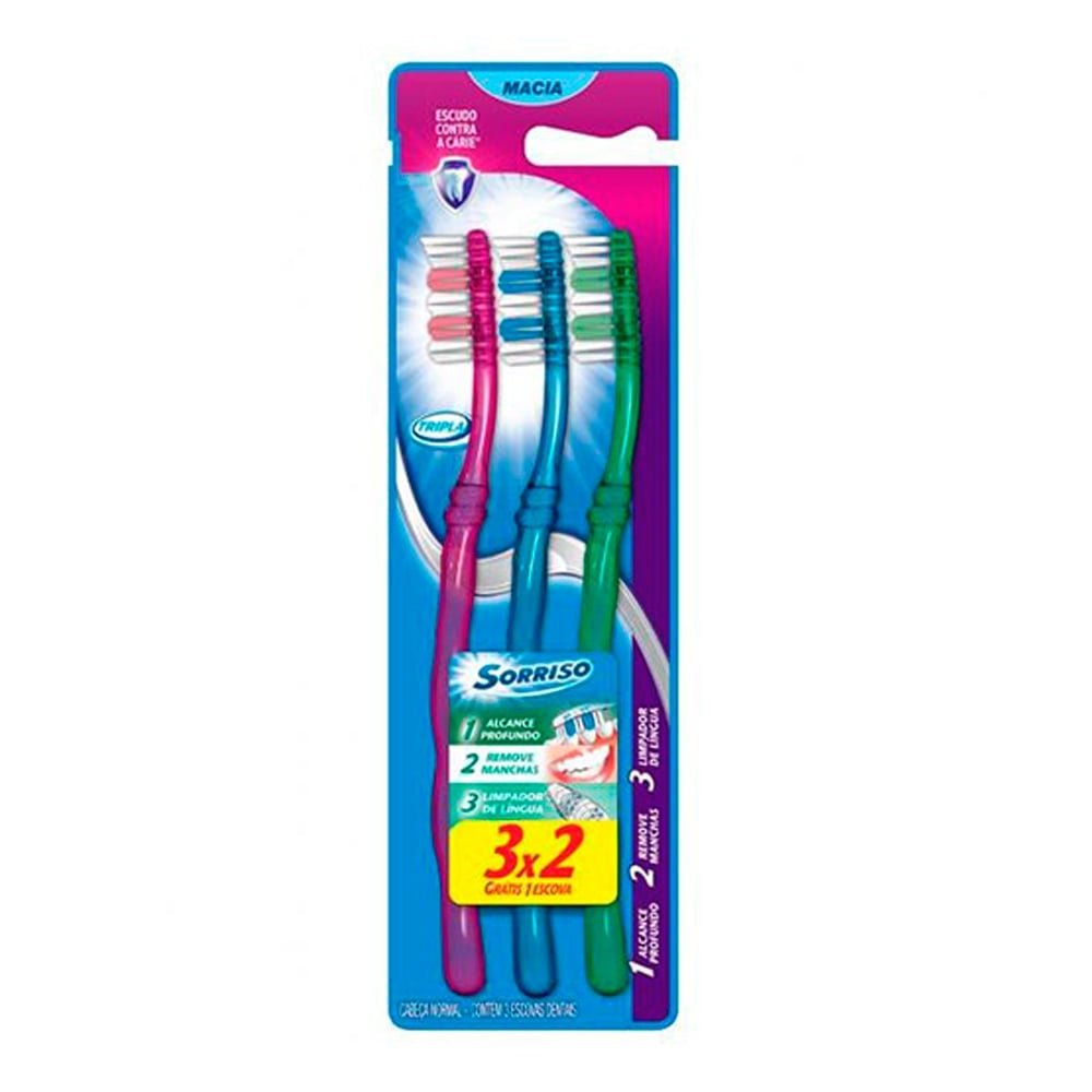 Escova Dental Sorriso Tripla Macia Leve 3 Pague 2