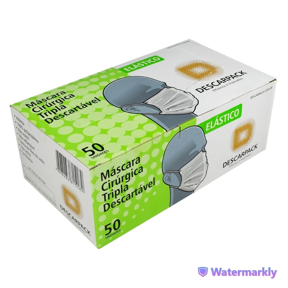 Máscara Descarpack Tripla Descartável - Embalagem 50 Unidades