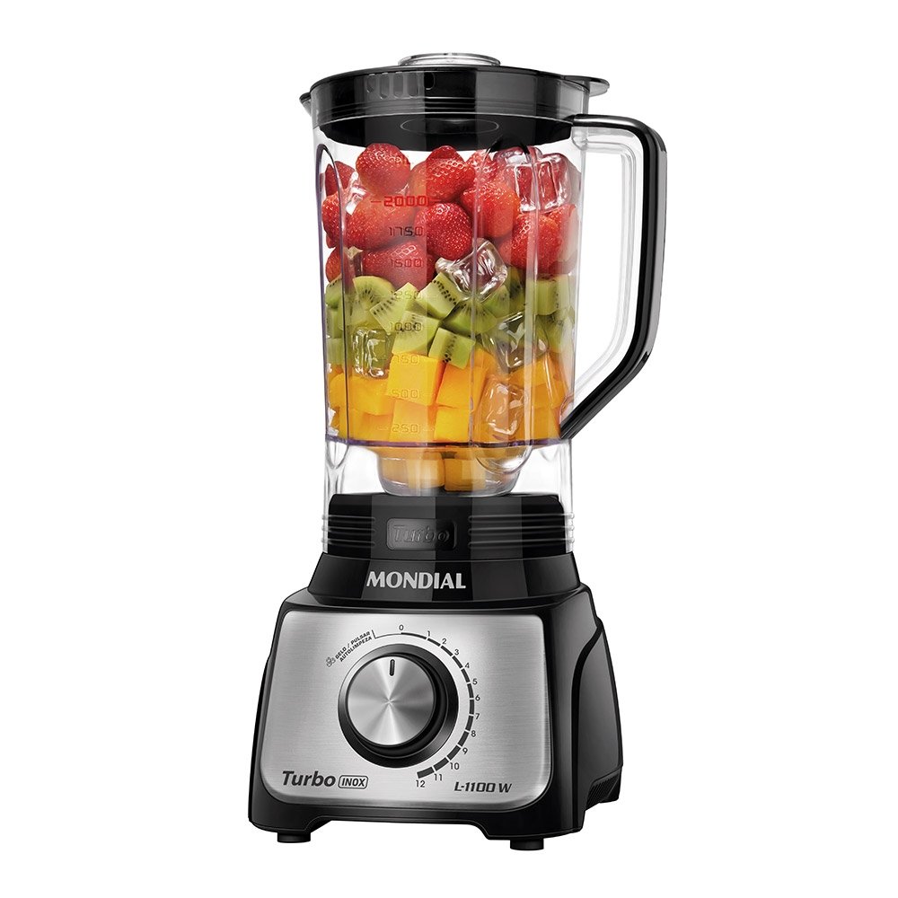 Liquidificador Mondial L-1100BI 3L, 12 Velocidades+Pulsar, 1100W, Preto/Inox 110V