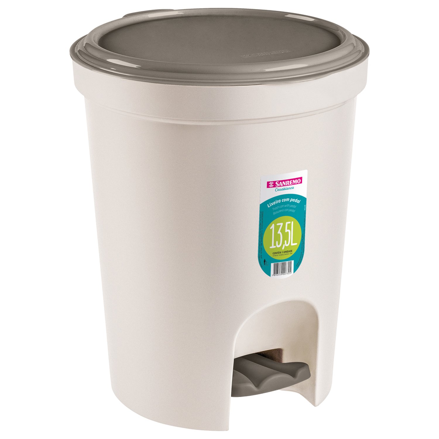 Lixeira Com Pedal 13.5l Redonda Cinza Sanremo