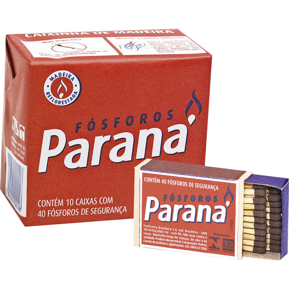 Fosforo Parana Madeira - Caixa Com 20 Conjuntos Com 10 Caixinhas De Fosforo - Embalagem 20X10 Unidades